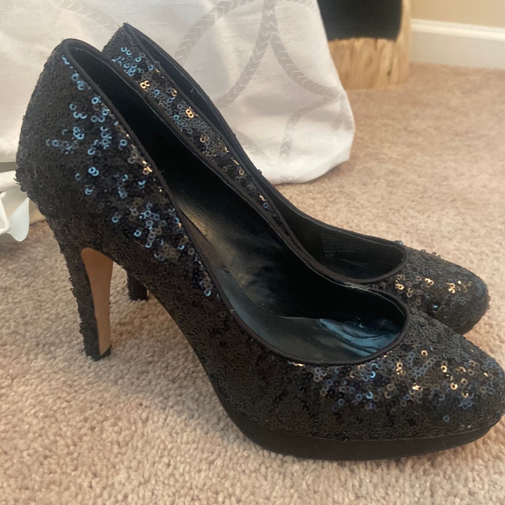 White House Black Market Black sequin heels